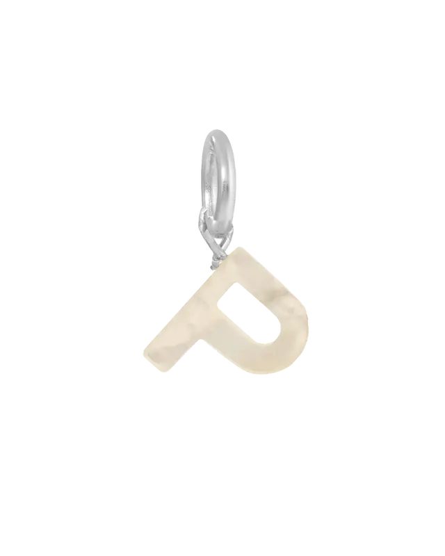 MOP Letter Charm | Metal Color: Silver | Letter: P