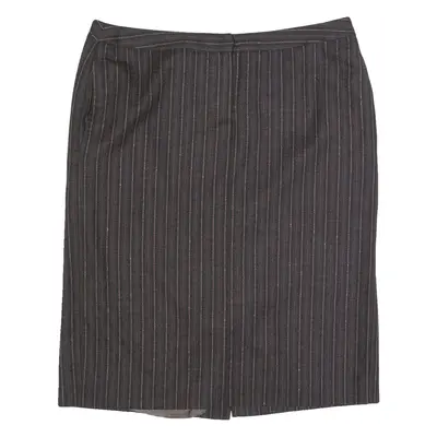 MAX MARA Womens Pencil Skirt Brown Knee Length Wool Striped UK 10