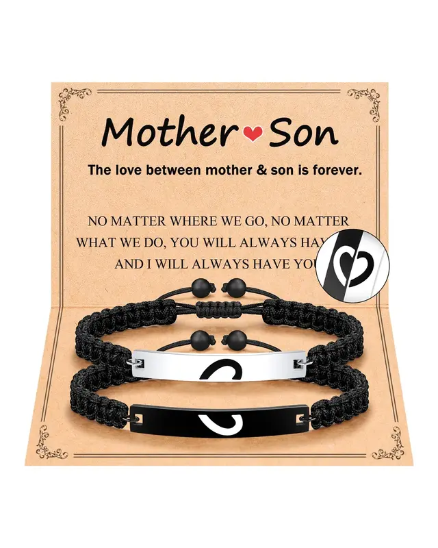 Matching Bracelets for Mother and Son Birthday Christmas Valentine's Day Back to School Gifts for Mommy and Me