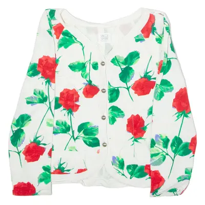 CM BY PABST Womens Blazer Jacket White 90s Floral L