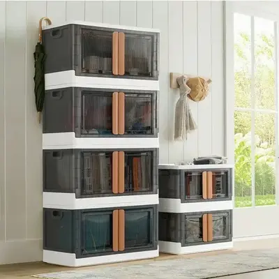 FURMAX Storage Bins with Lids 3 Packs 19 Gal Collapsible Storage Cabinet for Closet Organizers, Plastic Container for Clothes...