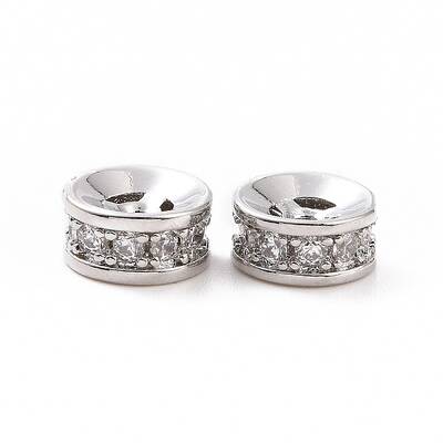 Brass Micro Pave Cubic Zirconia Spacer Beads