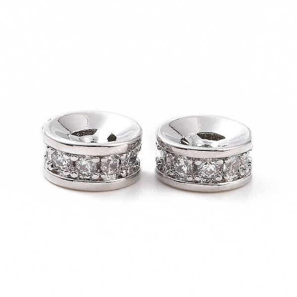 Brass Micro Pave Cubic Zirconia Spacer Beads