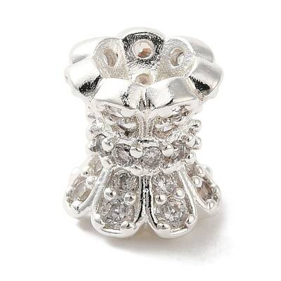Brass Micro Pave Cubic Zirconia Beads