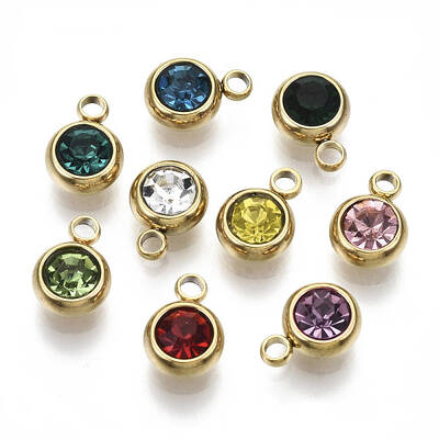 PVD Vacuum Plating 201 Stainless Steel Rhinestone Charms