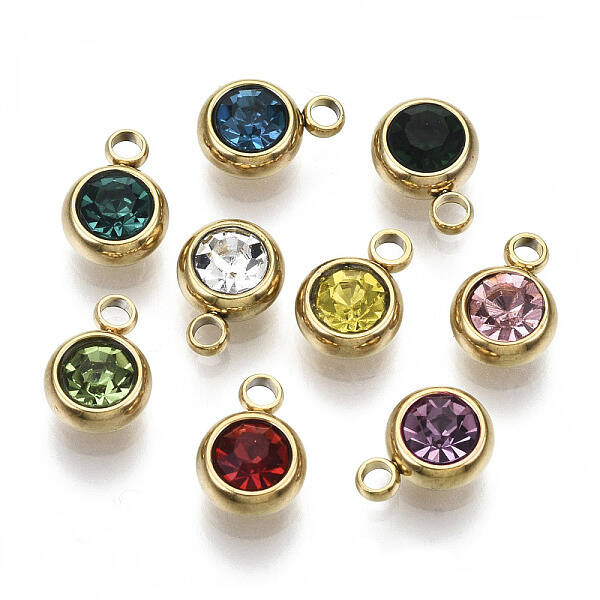 PVD Vacuum Plating 201 Stainless Steel Rhinestone Charms