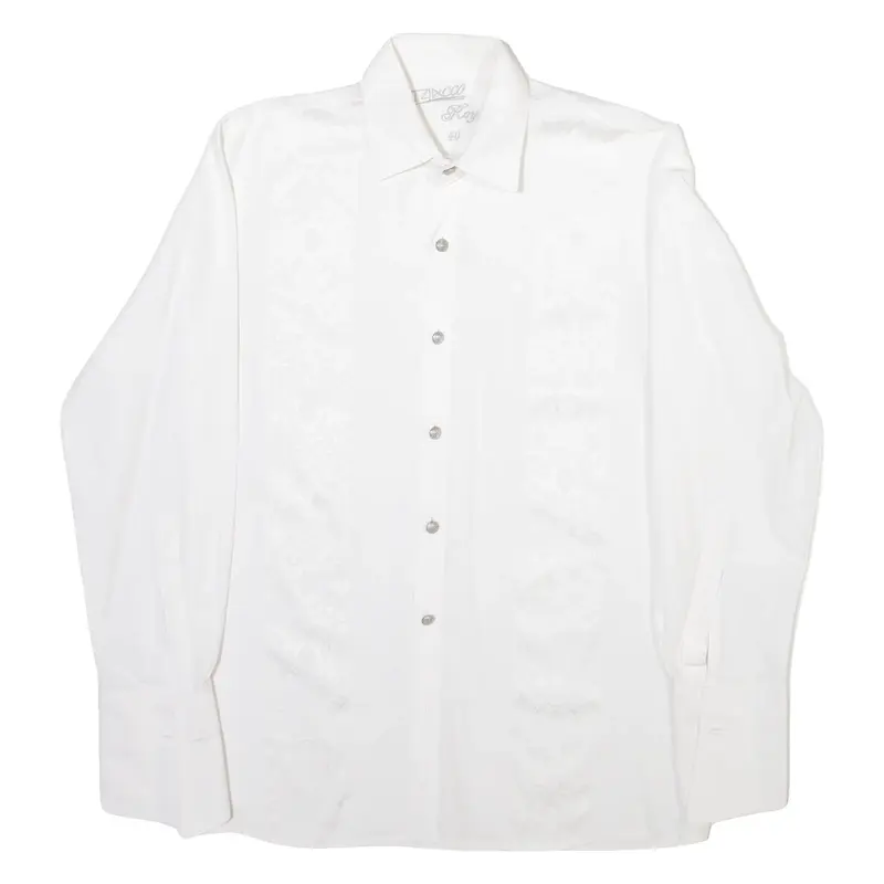TZIACCO ROYAL Mens Plain Shirt White Long Sleeve M