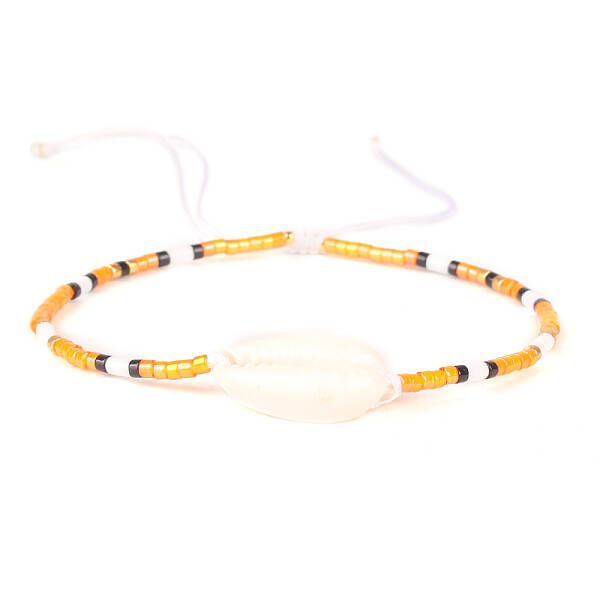 Natural Cowrie Shell & Seed Braided Bead Bracelet