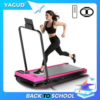 TikTokShopBacktoSchool YAGUD Walking Pad with Handrail – Remote Control & LED Display, 265LBS Weight Capacity, Dual Shock A...