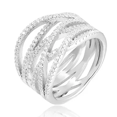 Beneto Silver ring with zirconia AGG341 - Circuit: 52 mm