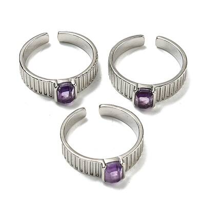 Natural Amethyst Adjustable Rings