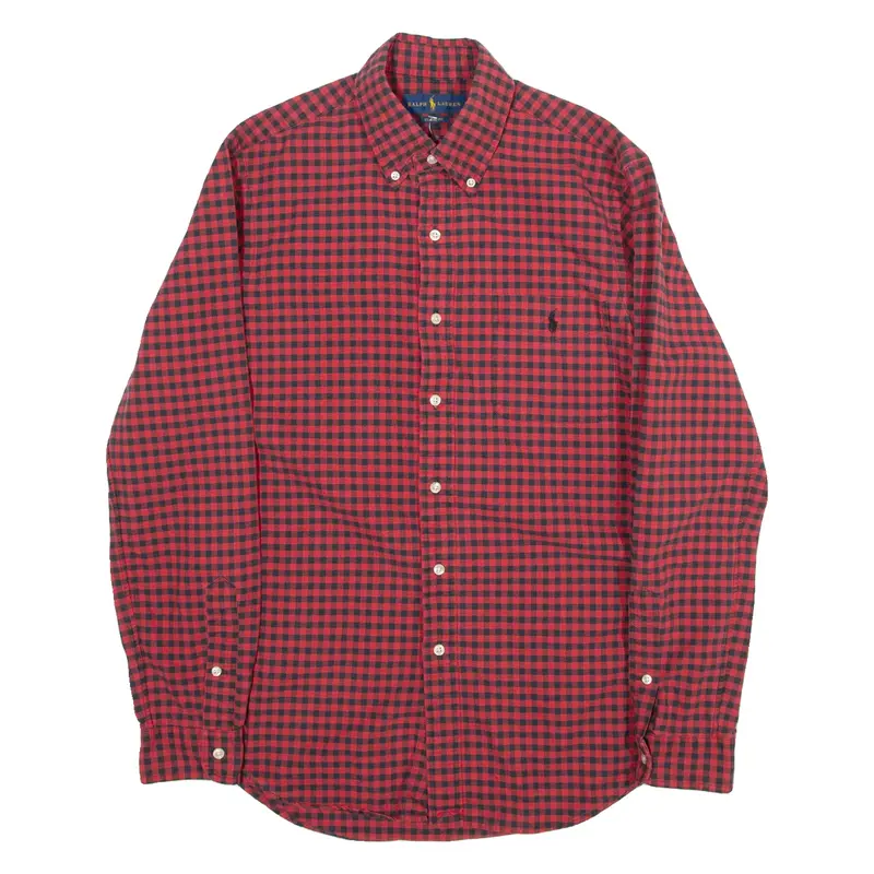 RALPH LAUREN Classic Fit Mens Shirt Red Gingham Long Sleeve M