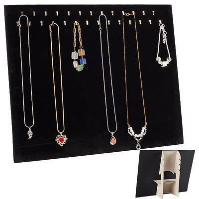 28 Golden Hooks Velvet Necklace Display Board