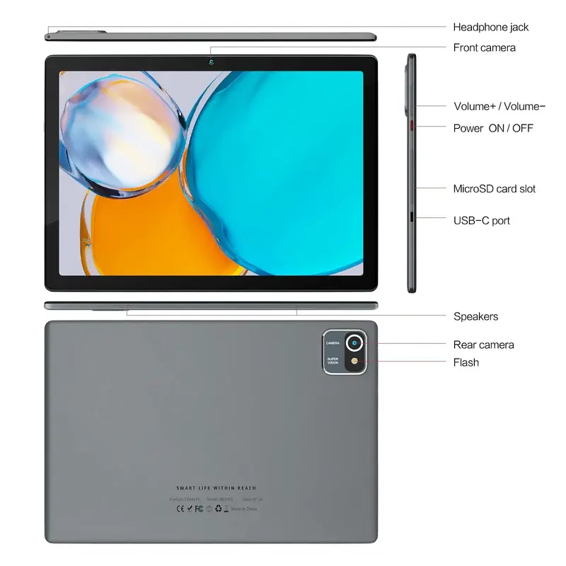 【Super Value Deal】10-inch Tablet with 5000mAh Long-Lasting Battery, Android 13 Quad Core 64GB, 1280x800 HD IPS Touchscree...