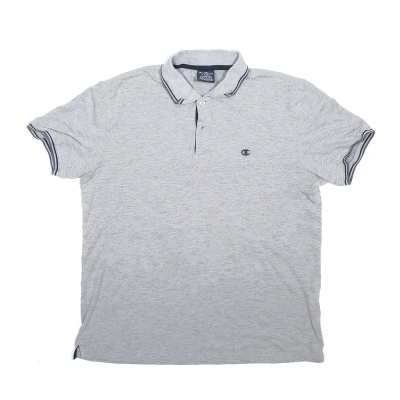 CHAMPION Polo Shirt Grey Short Sleeve Mens XL