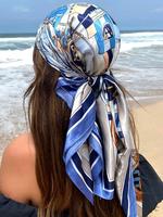 Women's Elegant Chain Print Headscarf, Fashionable Retro Breathable Square Scarf, Casual Trendy Vintage Headscarf for Daily L...