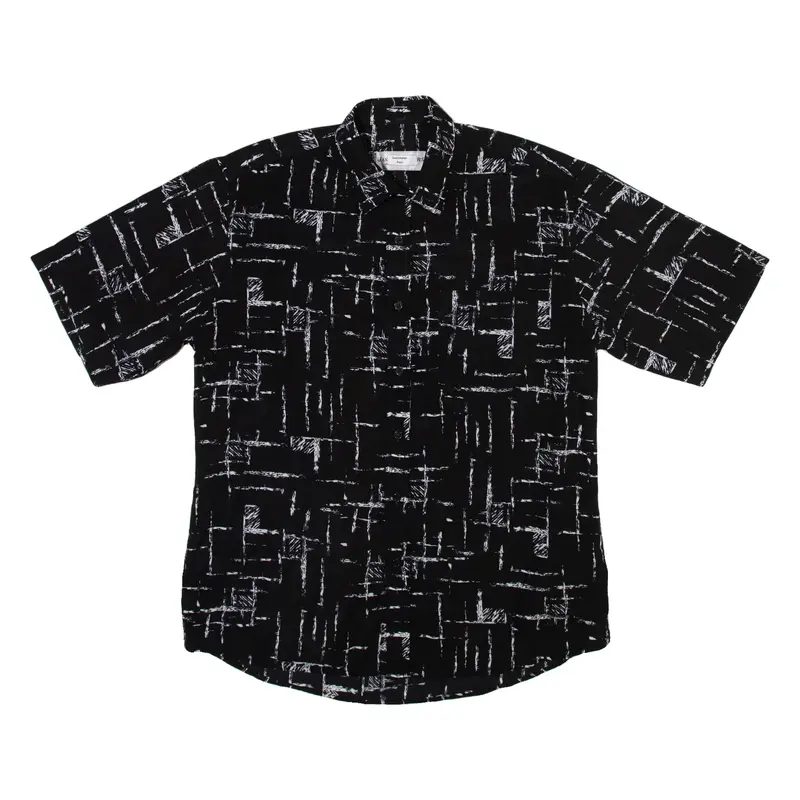 Mens Shirt Black Crazy Pattern XL