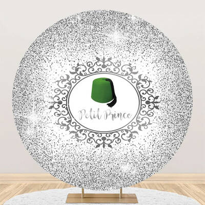 White Silver Green Hat Petit Prince Round Backdrop