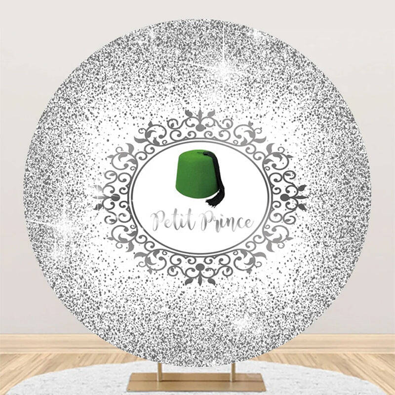White Silver Green Hat Petit Prince Round Backdrop