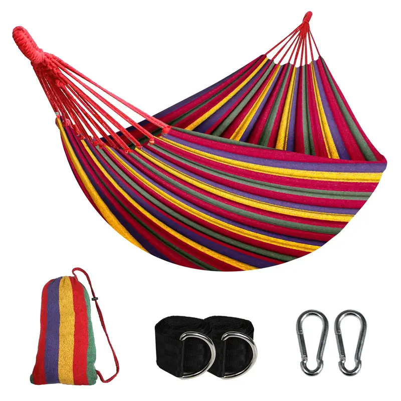 SZHLUX Double Hammock,Cotton Hammock Portable Hammock with Carry Bag,Perfect Camping Outdoor/Indoor Patio Backyard