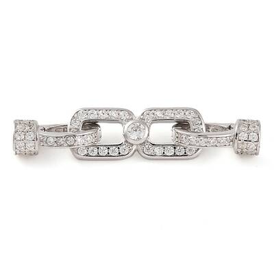 925 Sterling Silver Micro Pave Clear Cubic Zirconia Fold Over Clasps