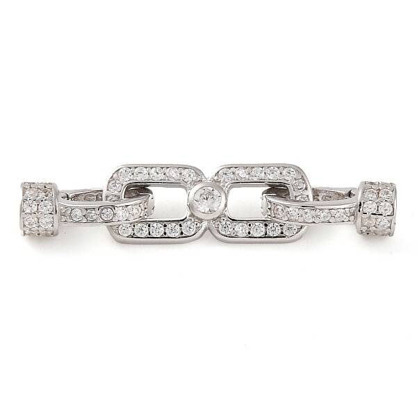 925 Sterling Silver Micro Pave Clear Cubic Zirconia Fold Over Clasps