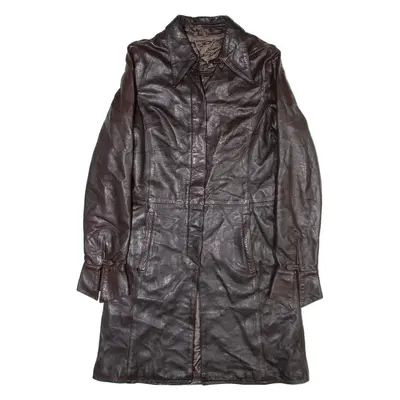Womens Trench Jacket Brown Leather S