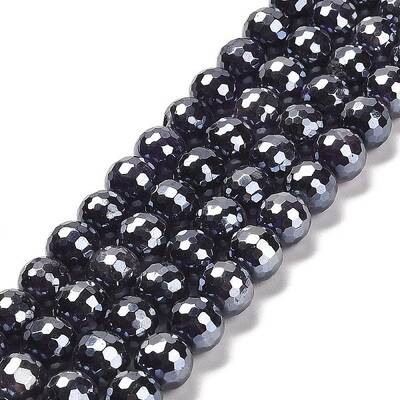 Electroplated Natural Amethyst Round Beads Strands