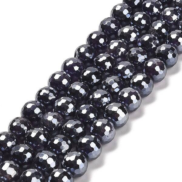 Electroplated Natural Amethyst Round Beads Strands