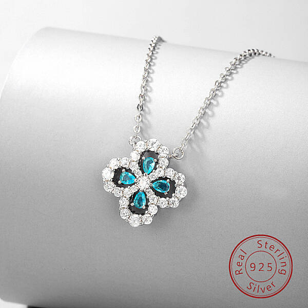 Anti-Tarnish Rhodium Plated Sterling Silver Clover Pendant Necklaces