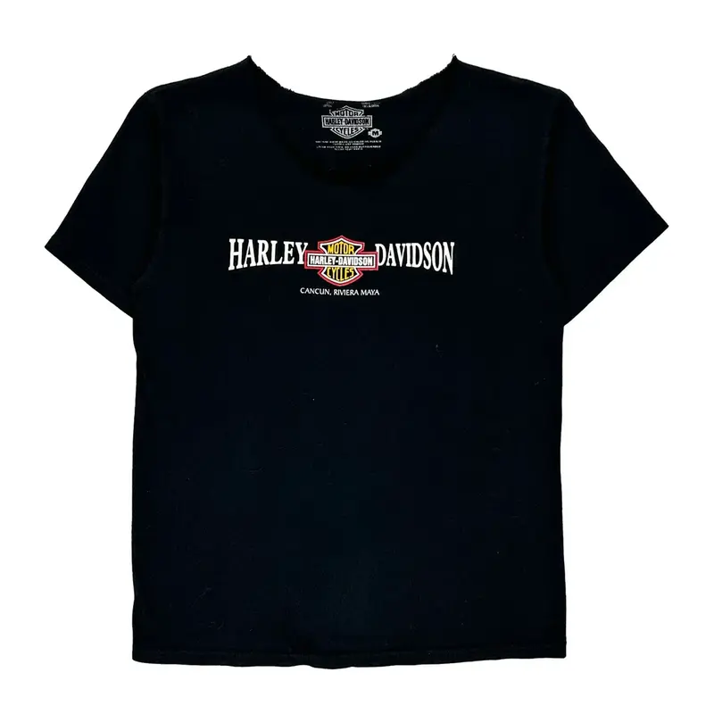 Motorcycle Harley Davidson Graphic T-Shirt - Medium Black Cotton
