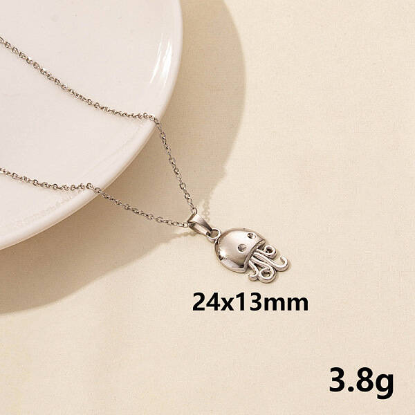 304 Stainless Steel Octopus Pendant Necklaces