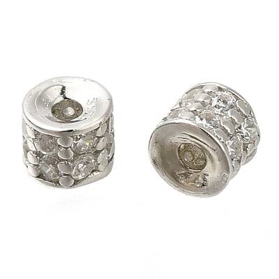 925 Sterling Silver Micro Pave Clear Cubic Zirconia Spacer Beads