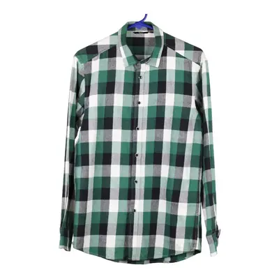 Age 17-18 Souyure Checked Flannel Shirt - Large Green Cotton