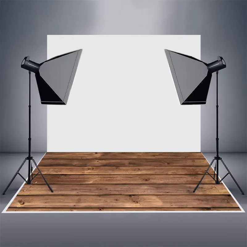 Brown Wooden Board Floor Mat For Baby Photography - Aperturee