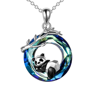 Sterling Silver Crystal Panda Pendant Necklace