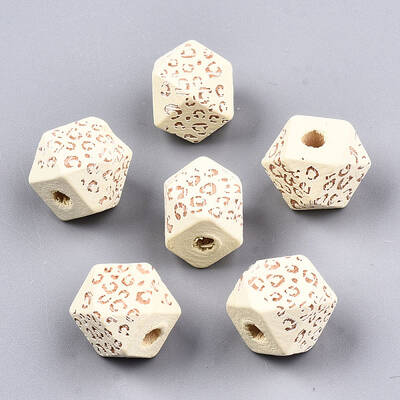 Painted Natural Wood Beads