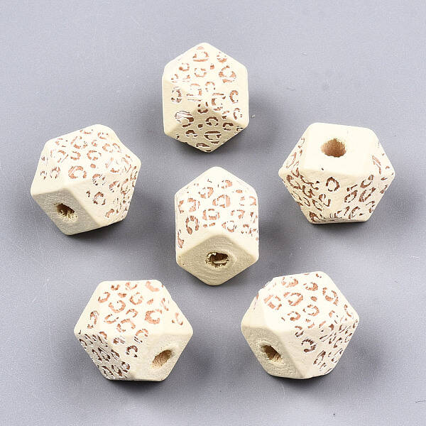 Painted Natural Wood Beads