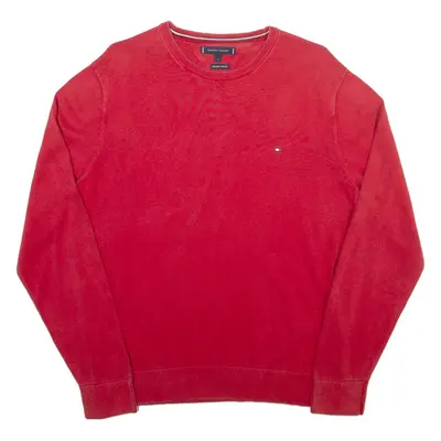 TOMMY HILFIGER Mens Jumper Red Tight Knit L