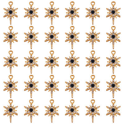 30Pcs Alloy Rhinestone Pendant
