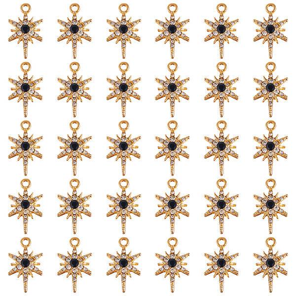 30Pcs Alloy Rhinestone Pendant