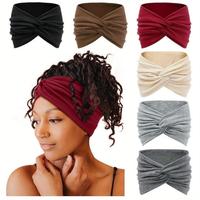 6 Pack Wide Headbands for Women, 7'' Extra Large Turban Headband Boho Hairband Hair Twisted Knot Accessories