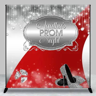 Custom Silver Red Carpet Sparkle Prom Night Backdrop - Aperturee