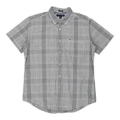 Tommy Hilfiger Checked Short Sleeve Shirt - Large Grey Cotton