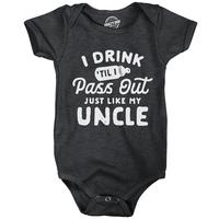 Baby Bodysuit Drink Til I Pass Out Just Like My Uncle Newborn Funny Bodysuit Funny Baby Onesies Drinking Onesie for Baby Funn...