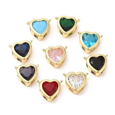 Real 18K Gold Plated Brass Heart Charms