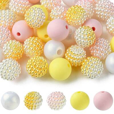 DIY Round Silicone & Acrylic & Berry Beads Making Findings Kits