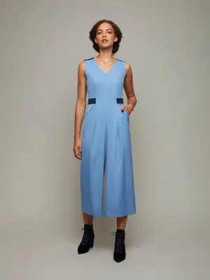 COLUMN | Tailored Crop-Legged Jumpsuit | Size: Cornflower / L