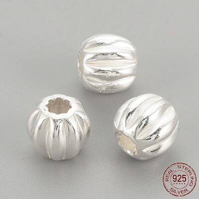 925 Sterling Silver Corrugated Beads