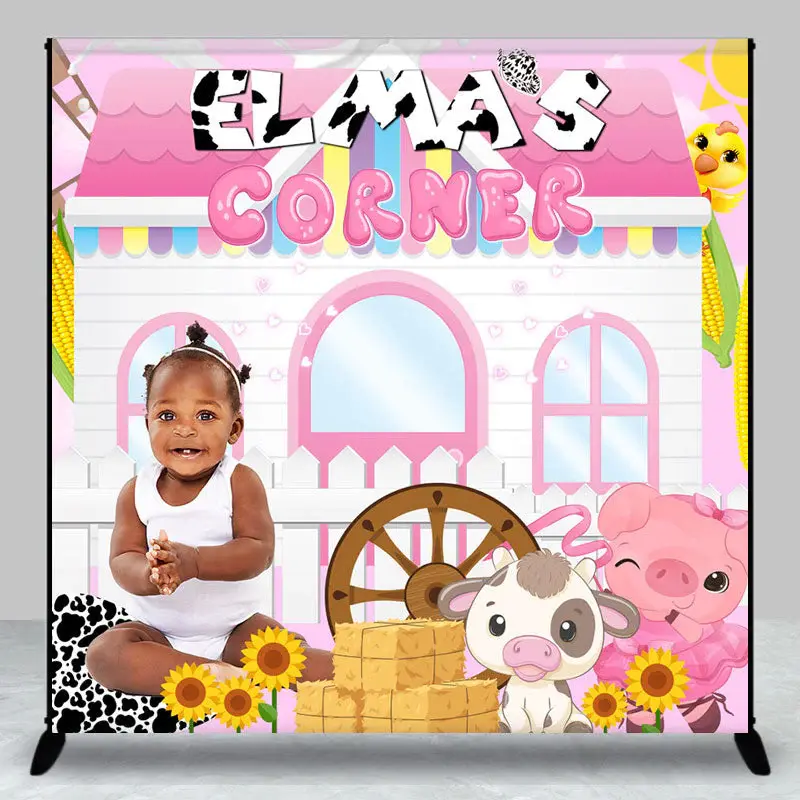 Custom Photo Colorful Farm Animals Birthday Backdrop
